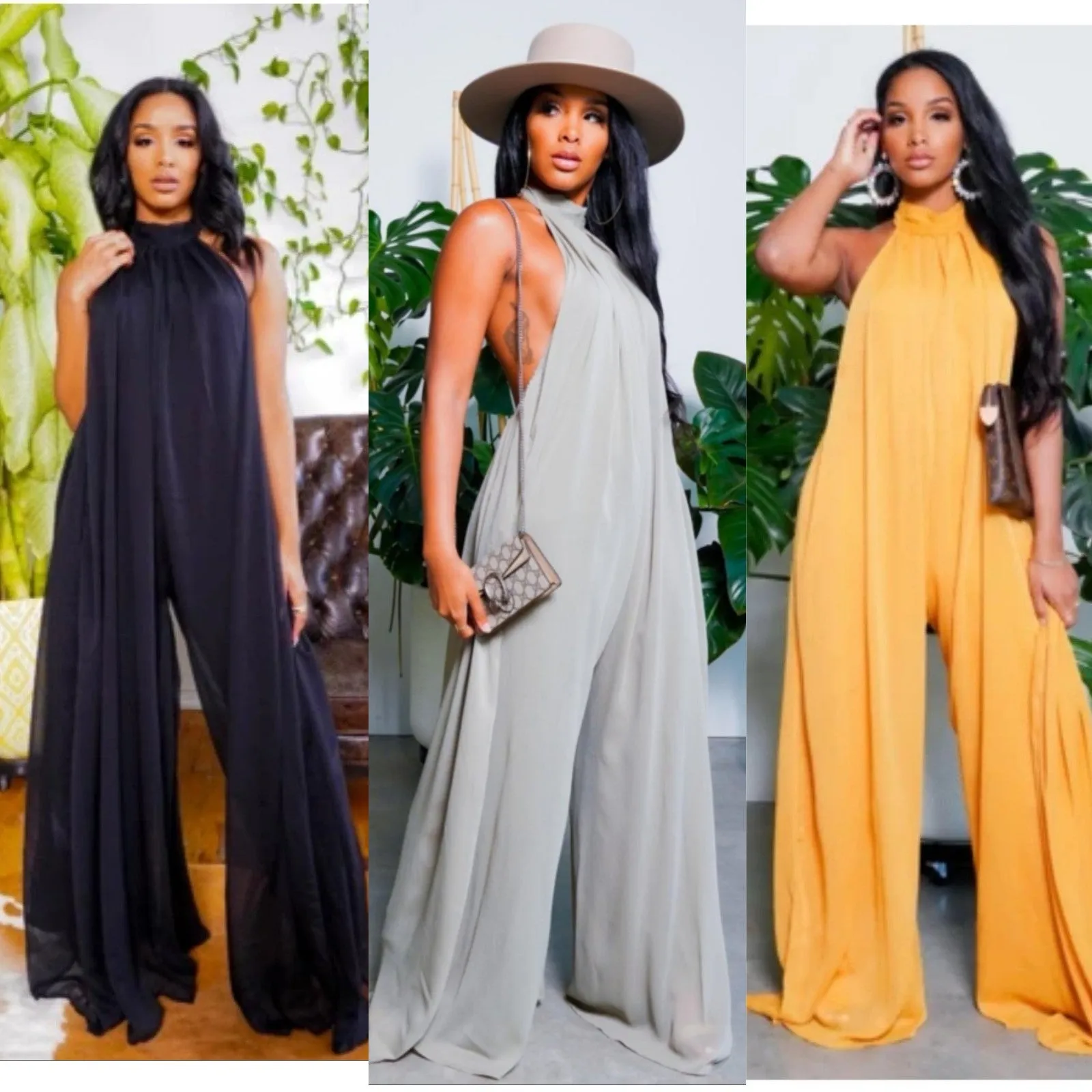 Backless Wide Leg Jumpsuit 